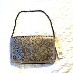 Pewter Cutout Design Clutch/Shoulder Bag NWT!